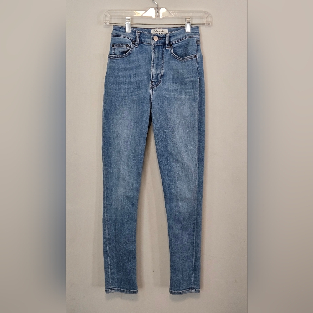 Reformation High & Skinny Crop Blue Jeans Women's Size 25 Barbados Wash
